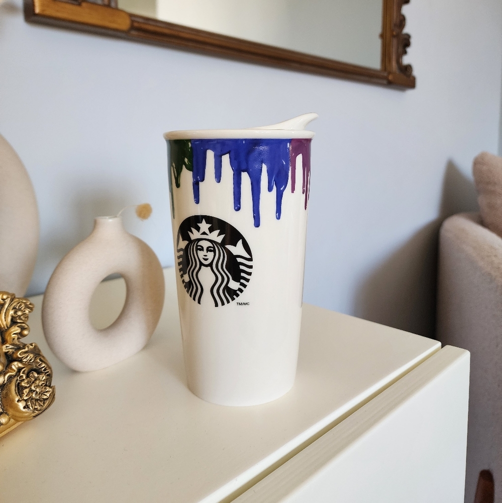 Starbucks Band of Outsiders Limited Double Wall Ceramic Traveller in Rainbow